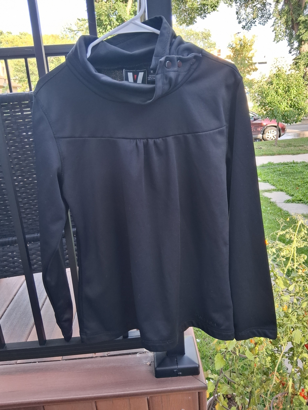 Vuarnet France Black High Neck Snap Athleisure Pullover Top -SIze XL